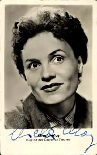 Ak Schauspielerin Gisela May, Portrait, Autogramm