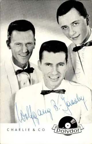 Ak Musiker Trio Charlie & Co., Polydor Schallplatten, Portrait, Autogramm
