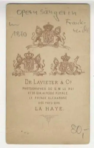 CdV Portrait Unbekannte Opernsängerin, Frankreich, um 1870