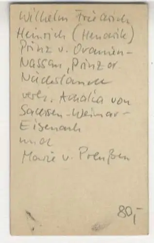 CdV Portrait Wilhelm Friedrich Heinrich, Prinz v. Oranien-Nassau, Prinz der Niederlande