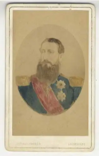 CdV Portrait (koloriert) Leopold II. von Belgien, verh. mit Marie-Henriette von Österreich