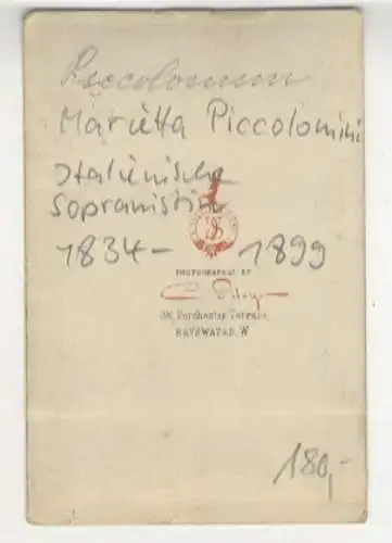 CdV Portrait Marietta Piccolomini, 1834-1899, italienische Sopranistin