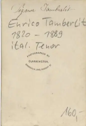 CdV Portrait Enrico Tamberlit, 1820-1889, italienischer Tenor