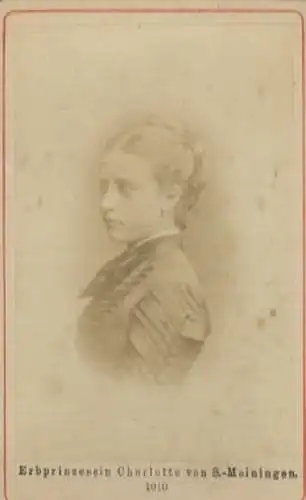 CdV Portrait Charlotte Erbprinzessin von Sachsen-Meiningen, geb. von Preußen