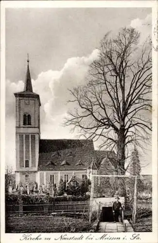 Ak Naustadt Scharfenberg Klipphausen in Sachsen, Kirche