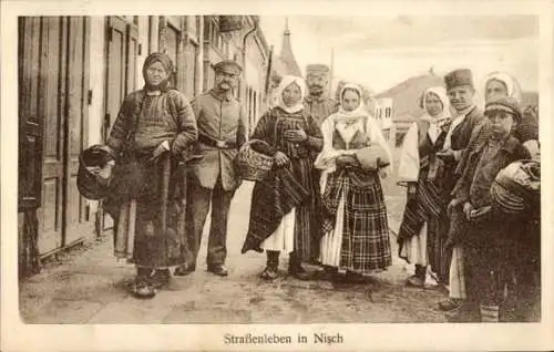 Ak Niš Nisch Serbien, Straßenleben, deutsche Soldaten, 1. WK