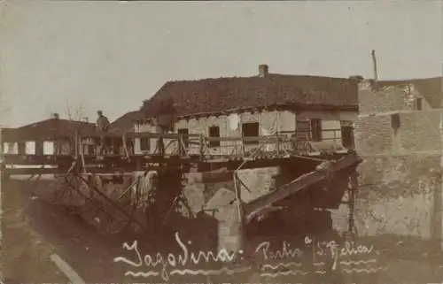 Foto Ak Belica Jagodina Serbien, Zerstörte Brücke