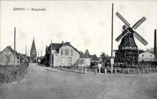 Ak Gettorf Kreis Rendsburg Eckernförde, Windmühle, Bergstraße