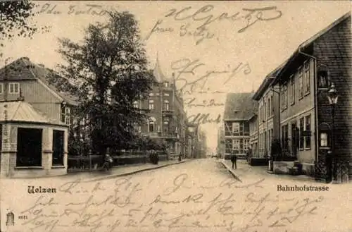 Ak Uelzen in Niedersachsen, Blick in die Bahnhofstraße, Central Hotel