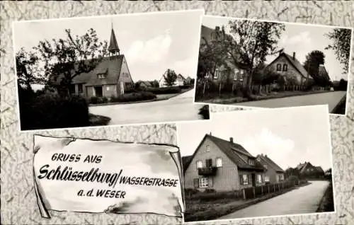 Ak Schlüsselburg Petershagen an der Weser, Teilansichten, Straßenpartien