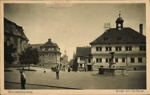 Ak Waltershausen in Thüringen, Rathaus, Markt