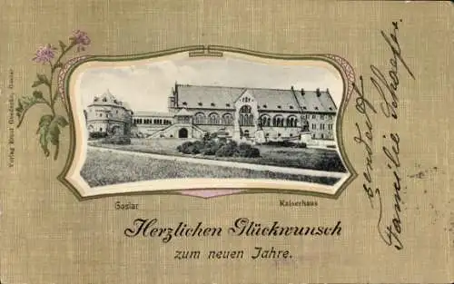 Passepartout Ak Goslar am Harz, Kaiserhaus, Glückwunsch Neujahr