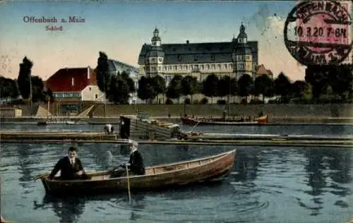 Ak Offenbach am Main Hessen, Schloss, Boote