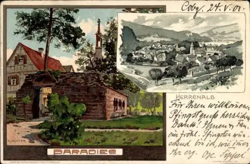 Künstler Litho Mutter, K., Bad Herrenalb im Schwarzwald, Paradies, Klosterruine