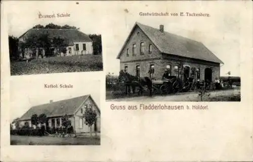 Ak Fladderlohausen Holdorf Niedersachsen, Gasthaus, Schulen