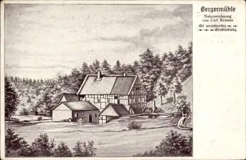 Künstler Ak Krämer, Carl, Wermelskirchen im Bergischen Land, Bergermühle