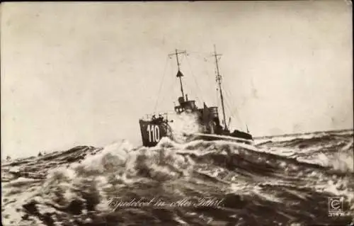 Ak Deutsches Kriegsschiff, Torpedoboot 110 in voller Fahrt