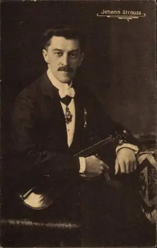 Ak Johann Strauss, Österreichischer Komponist, Sohn von Eduard Strauss, Autogramm