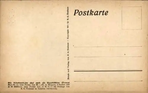 Scherenschnitt Künstler Ak Diefenbach, Göttliche Jugend 1, Teilbild 11, Bogenschütze