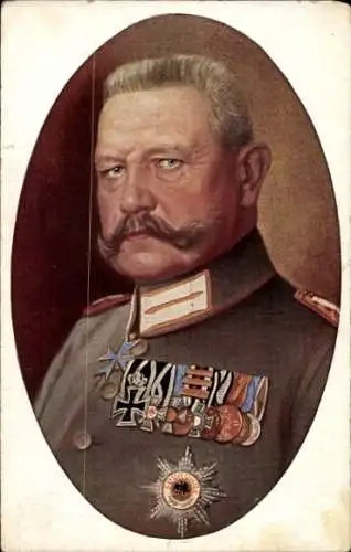 Ak Generalfeldmarschall Paul von Hindenburg, Portrait, Uniform, Orden