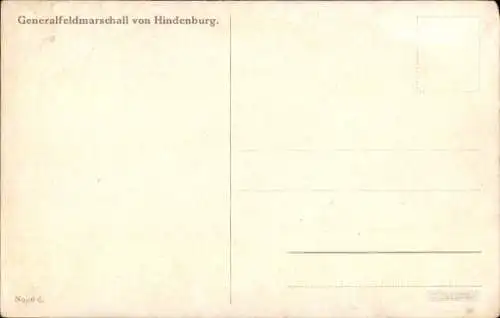 Ak Generalfeldmarschall Paul von Hindenburg, Portrait, Uniform, Orden
