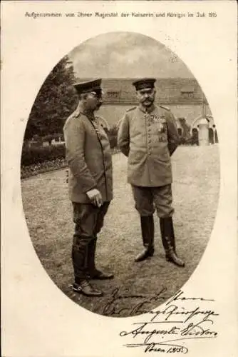 Passepartout Ak Kaiser Wilhelm II., Generalfeldmarschall Paul von Hindenburg, Posen 1915