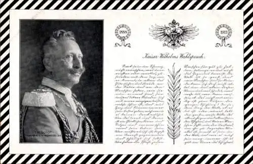 Ak Kaiser Wilhelm II. von Preußen, Wahlspruch