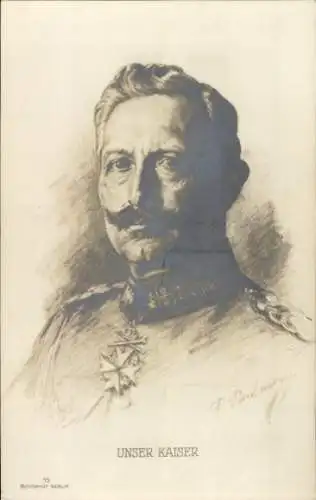 Künstler Ak Kaiser Wilhelm II., Portrait, Orden