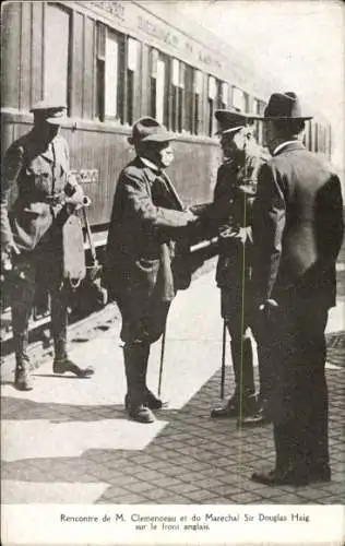 Ak Rencontre de M Clemenceau et du Marechal Sir Douglas Haig sur le front anglais