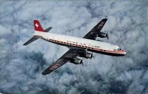 Ak Swissair, Transatlantic DC-6 B, Passagierflugzeug