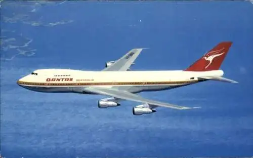 Ak Australisches Passagierflugzeug, Qantas Airways, Boeing 747 B