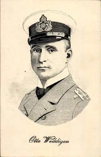 Künstler Ak Otto Weddigen, Marineoffizier, Kapitänleutnant, U9, Portrait, Kaiserliche Marine