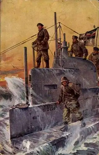 Künstler Ak Stöwer, Willy, Deutsches U Boot, Unterseeboot, Kaiserliche Marine, U-Boot-Spende 1917