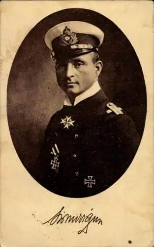 Ak Otto Weddigen, Marineoffizier, Kapitänleutnant, Portrait, Uniform, Eisernes Kreuz