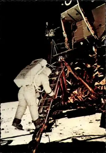 Ak 21 Juli 1969, Astronaut Buzz Aldrin betritt den Mond, Neil Armstrong