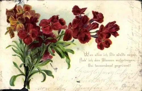 Glitzer Litho Rote und gelbe Blüten, Blumen