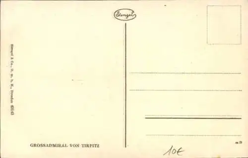 Künstler Ak Großadmiral Alfred von Tirpitz, Nachfolger Hollmanns, Kaiserliche Marine, I. WK