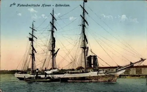 Ak Rotterdam, Hafen, Segelschiff