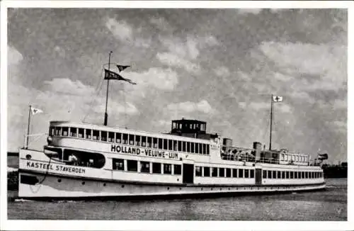 Ak Schiff Kasteel Staverden, Holland Veluwe Lijn, Harderwijk Amsterdam v.v. Stoomboot Mij