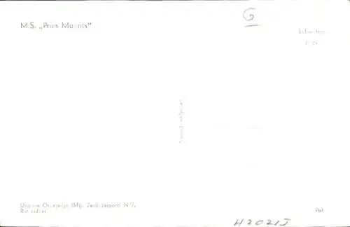 Ak Frachtschiff MS Prins Maurits, Maatschappij Zeetransport, Oranje Lijn