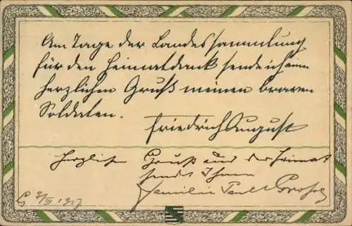 Passepartout Ak Landessamlung Heimatdank 1917, Fürsorge für Kriegsinvalide in Sachsen