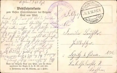 Regiment Küntler Ak Starcke, L. Inf. Rgt. 101 und 103, Brigade Graf von Pfeil, I. WK