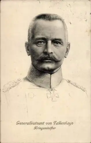 Künstler Ak General Erich von Falkenhayn, Kriegsminister