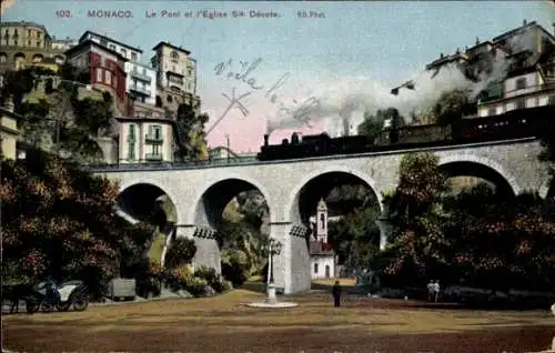 Ak Monaco, Brücke, Kirche Sainte Devole