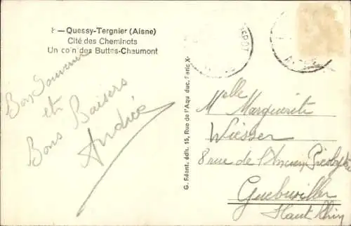 Ak Quessy-Tergnier Aisne, Coin des Buttes Chaumont, Park, Turm