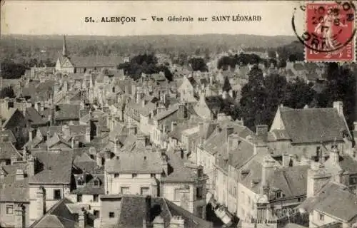 Ak Alencon Orne, Vue generale sur Saint Leonard