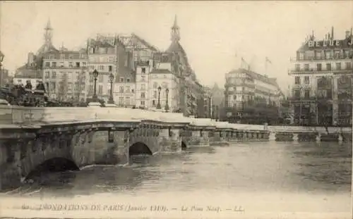 Ak Paris I, Pont Neuf, Hochwasser Januar 1910
