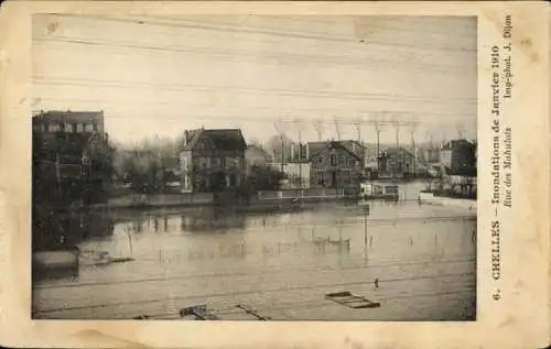 Ak Chelles Seine et Marne, Hochwasser Januar 1910, Rue des Mahulots