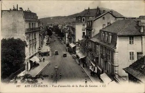 Ak Aix les Bains Savoie, Vue d'ensemble de la Rue de Geneve