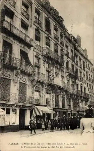 Ak Nantes Loire Atlantique, Hotel de la Cie des Indes, Quai de la Fosse, Pensionnat des Freres